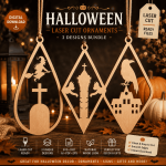 Halloween Earrings SVG Bundle, Witch, Raven, Haunted House, Cemetery Earrings, Laser Cut Files, Glowforge SVG, DXF, AI, EPS, PDF, Digital Download
