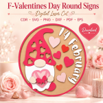 Valentines Day Round Sign SVG, Digital Download, Valentines Door Hanger, Laser Cut File, Farmhouse Valentines Decor, CDR SVG PNG DXF PDF EPS - Image 5