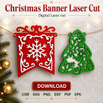 Merry Christmas Banner SVG | Laser Cut Garland File - Image 5