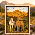Horse SVG 3D Layered Laser Cut File, Horse Family Mountain, Glowforge Multilayer Plywood - Image 2