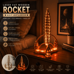 Rocket Night Light Laser Cut SVG, Wooden Rocket Lamp SVG, Rocket Lamp Laser Cut File, CNC Glowforge Template, Kids Room Decor, Wooden Night Light, DXF SVG PDF, Digital Download, Instant Download