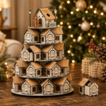 Christmas Advent Calendar SVG Laser Cut File, 3D House Tower 24 Day Countdown, Wooden Xmas Calendar DXF PDF EPS - Image 2
