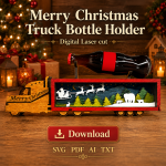 Christmas Truck SVG Laser Cut File, Vintage Red Truck Santa Ornament