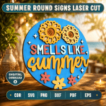 Summer Round Sign Bundle SVG, Beach Welcome Door Hanger, Laser Cut Round Sign DXF PNG EPS, Summer Porch Decor File - Image 10