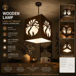 Wooden Pendant Lamp Template, Tree of Life Design, Laser Cut SVG, DXF, PDF, Home Decor, Digital Download