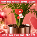Valentine Plant Stakes SVG Files, Valentine's Day Garden Decor Laser Cut Template, Wooden Garden Marker, CNC Glowforge Cut File, Instant Download - Image 2