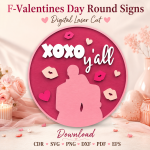 Valentines Day Round Sign SVG, Digital Download, Valentines Door Hanger, Laser Cut File, Farmhouse Valentines Decor, CDR SVG PNG DXF PDF EPS - Image 6