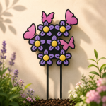 Laser Cut Plant Stakes SVG Bundle | 12 Garden Stake Designs | Bee Butterfly Flower Metal Garden Decor | Glowforge CNC DXF AI EPS PDF Files - Image 6