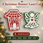 Merry Christmas Banner SVG | Laser Cut Garland File - Image 6