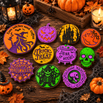 Halloween Coaster SVG Bundle, Witch Coffee Coaster SVG, Layered Halloween Coaster Files, Laser Cut SVG