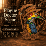 Plague Doctor SVG Laser Cut File, Gothic Decor , Glowforge Multilayer