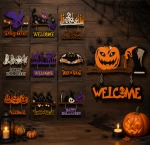 Halloween Door Hanger SVG Bundle, Spooky Pumpkin Ghost Bat Witch Designs