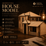Architectural House Model SVG Bundle | 3D Laser Cut Files | Wooden House DXF SVG EPS AI PDF | CNC Glowforge | Instant Download