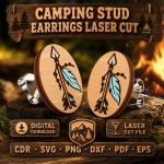 Campfire Stud Earrings SVG, Camping Laser Cut Earring Template - Image 7