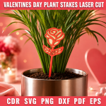 Valentine Plant Stakes SVG Files, Valentine's Day Garden Decor Laser Cut Template, Wooden Garden Marker, CNC Glowforge Cut File, Instant Download - Image 3
