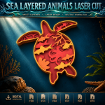 Sea Animals Layered Laser Cut SVG, Ocean Wildlife Wall Art, Marine Life Digital File, DXF PNG EPS PDF - Image 3