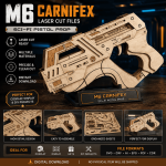 M6 Carnifex Laser Cut Files | Sci‑Fi Pistol Prop SVG | CNC DXF AI EPS PDF | Cosplay Display Model | Digital Download