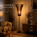 Modern Wooden Floor Lamp | Handmade Minimalist Standing Lamp | Natural Wood Ambient Light | Scandinavian Living Room Decor