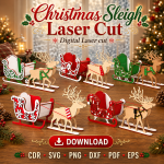 Santa Sleigh SVG | Christmas Sleigh Laser Cut Template