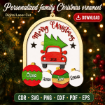 Custom Family Ornament SVG | Christmas Tree Ornament - Image 7
