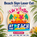 Beach House Sign SVG | Coastal Wall Decor Laser Cut File | Instant Download | CDR SVG PNG DXF PDF EPS - Image 7