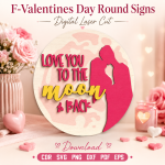 Valentines Day Round Sign SVG, Digital Download, Valentines Door Hanger, Laser Cut File, Farmhouse Valentines Decor, CDR SVG PNG DXF PDF EPS - Image 7