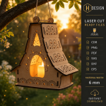 Fairy House Garden Lantern Laser Cut Files, Mushroom Fairy Lantern SVG, Woodland Garden Decor, Glowforge SVG DXF PDF EPS - Image 6