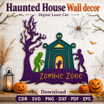 Haunted House SVG | Halloween Wall Decor Laser Cut - Image 7