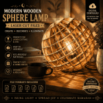 Modern Wooden Sphere Table Lamp SVG | Laser Cut Globe Lamp Files | Glowforge Cricut CNC | DXF EPS AI PDF PNG | Digital Download