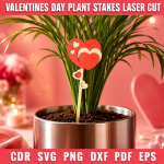 Valentine Plant Stakes SVG Files, Valentine's Day Garden Decor Laser Cut Template, Wooden Garden Marker, CNC Glowforge Cut File, Instant Download - Image 4