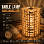Modern Wooden Table Lamp SVG | DIY Laser Cut Files | Glowforge, xTool, LightBurn | Geometric Wooden Lamp | Instant Download - Image 2