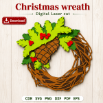 Layered Christmas Wreath SVG | Holiday Door Hanger Laser Cut - Image 8