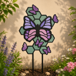 Laser Cut Plant Stakes SVG Bundle | 12 Garden Stake Designs | Bee Butterfly Flower Metal Garden Decor | Glowforge CNC DXF AI EPS PDF Files - Image 8