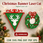 Merry Christmas Banner SVG | Laser Cut Garland File - Image 8