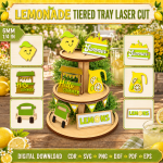 Lemonade Tiered Tray Laser Cut SVG, Summer Lemon Decor, DIY Wooden Tray Sign, Glowforge DXF PDF EPS PNG CDR - Image 5