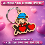 Valentine Keychain SVG, Love Heart Keychain Design, Laser Cut Keychain Template, DIY Valentine Gift, Digital Download File - Image 3