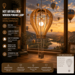 Hot Air Balloon Pendant Lamp, Laser Cut Wooden Light, SVG, DXF, PDF Files, CNC Template, Instant Download