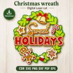 Layered Christmas Wreath SVG | Holiday Door Hanger Laser Cut - Image 9