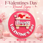 Valentines Day Round Sign SVG, Digital Download, Valentines Door Hanger, Laser Cut File, Farmhouse Valentines Decor, CDR SVG PNG DXF PDF EPS - Image 9