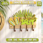 Summer Towel Rack Laser Cut File, Beach Pool Towel Holder SVG DXF, Wooden Summer Decor CNC Digital Download - Image 8