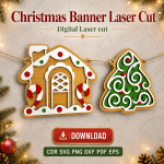 Merry Christmas Banner SVG | Laser Cut Garland File - Image 9