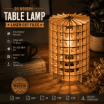 Modern Wooden Table Lamp SVG | DIY Laser Cut Files | Glowforge, xTool, LightBurn | Geometric Wooden Lamp | Instant Download