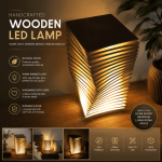 Modern Wooden LED Table Lamp | Handmade Geometric Wood Night Light | Minimalist Bedroom Bedside Lamp | Warm Ambient Home Decor | Digital Laser Cut Files - Image 2