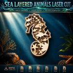 Sea Animals Layered Laser Cut SVG, Ocean Wildlife Wall Art, Marine Life Digital File, DXF PNG EPS PDF - Image 4