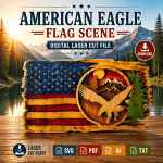 US Flag Eagle Map Laser Cut File, 4 Layer Layered United States SVG, Glowforge