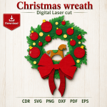 Layered Christmas Wreath SVG | Holiday Door Hanger Laser Cut - Image 10