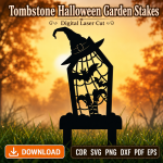 Halloween Graveyard Stakes SVG | Tombstone Yard Decor Laser Cut - Image 10