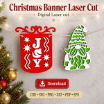 Merry Christmas Banner SVG | Laser Cut Garland File - Image 10