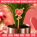 Valentine Plant Stakes SVG Files, Valentine's Day Garden Decor Laser Cut Template, Wooden Garden Marker, CNC Glowforge Cut File, Instant Download - Image 7