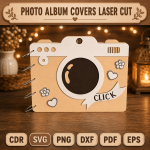 Photo Album Cover SVG | Laser Cut Wedding Album Template | Wooden Memory Book Cover | Digital Download - Image 6